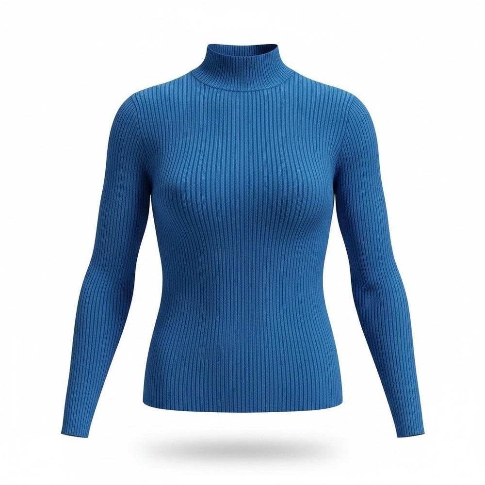 Nordstrom Blue Turtleneck 100% Silk Long sleeve Size Petite‎ XS
